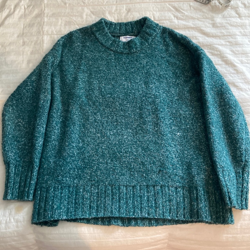 Teal heather mock neck sweater